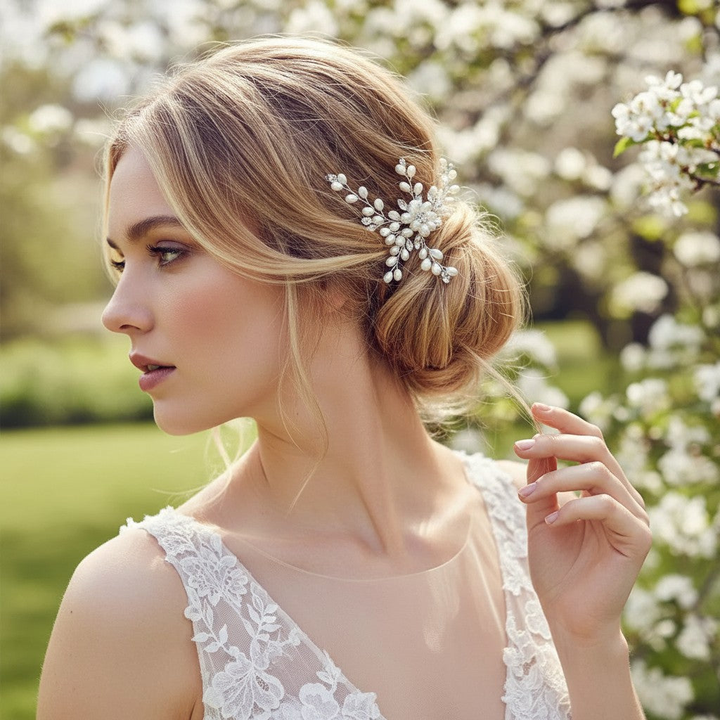 Athena Collection - Classic Hair Pins - Ivory (Silver) PIN22