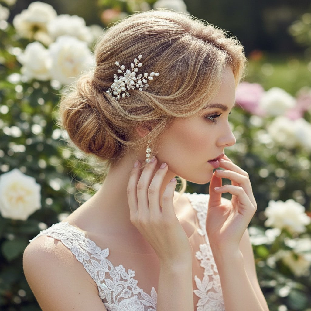 Athena Collection - Classic Hair Pins - Ivory (Silver) PIN22