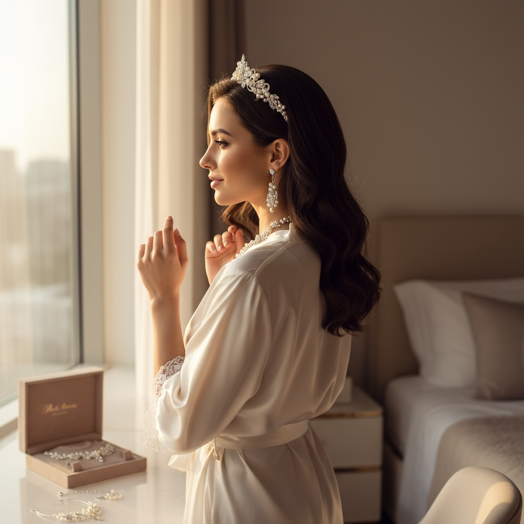 ATHENA COLLECTION - Exquisite Pearl Tiara Set - Ivory