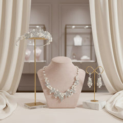 ATHENA COLLECTION - Exquisite Pearl Tiara Set - Ivory