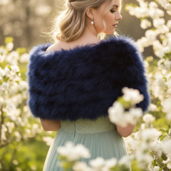 MARABOU FEATHER WRAP - NAVY  BLUE (SG5)