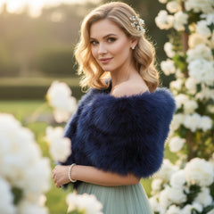 MARABOU FEATHER WRAP - NAVY  BLUE (SG5)
