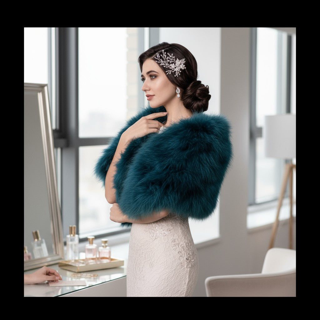 MARABOU FEATHER WRAP - TEAL GREEN (SG5)