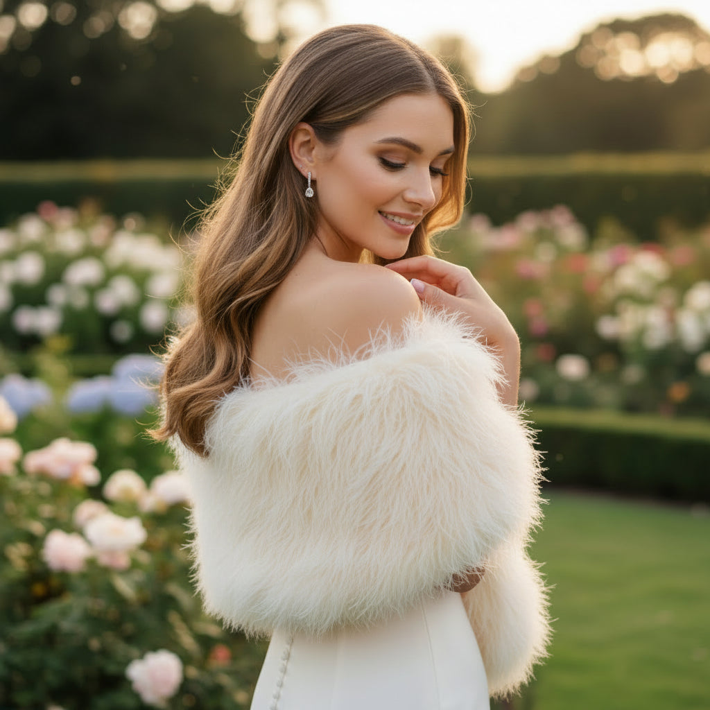 MARABOU FEATHER WRAP - IVORY (SG5)