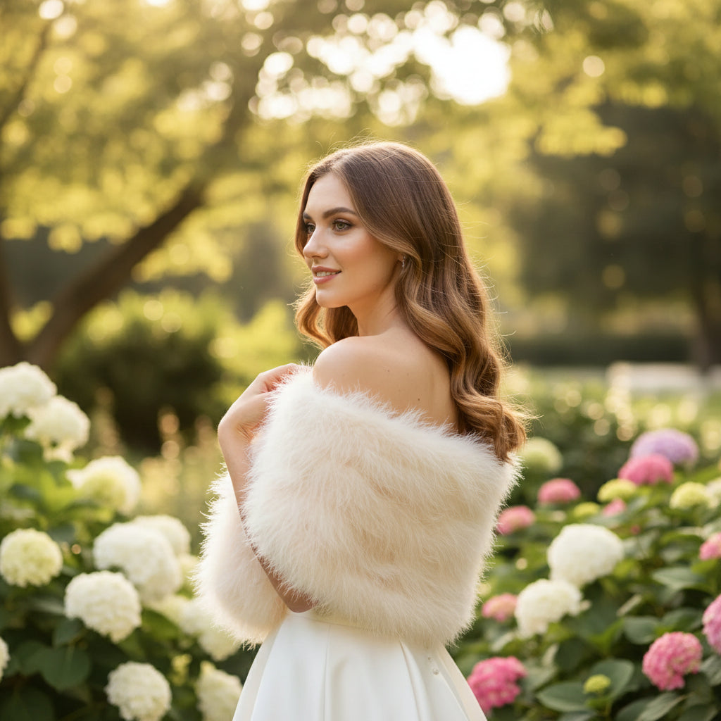 MARABOU FEATHER WRAP - IVORY (SG5)