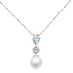 CUBIC ZIRCONIA COLLECTION - EXQUISITE PEARL DROP NECKLACE - CZNK 58