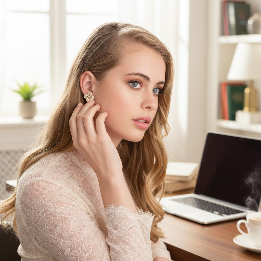 CUBIC ZIRCONIA COLLECTION - GATSBY GLAM EARRINGS - CZER398 SILVER