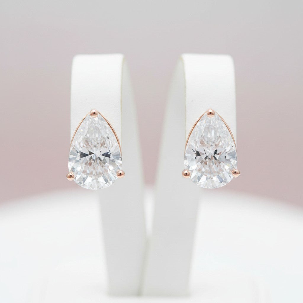 CUBIC ZIRCONIA COLLECTION -ROSE GOLD CLASSIC STUD EARRINGS -CZER397