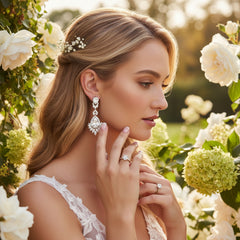 CUBIC ZIRCONIA COLLECTION - STATEMENT CHANDELIER EARRINGS - (CZER399)