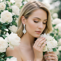 CUBIC ZIRCONIA COLLECTION - STATEMENT CHANDELIER EARRINGS - (CZER399)