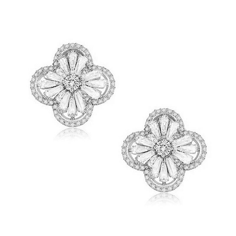 CUBIC ZIRCONIA COLLECTION - GATSBY GLAM EARRINGS - CZER398 SILVER