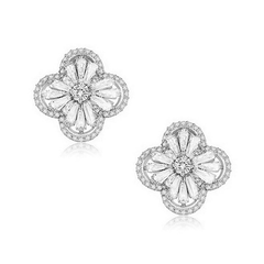 CUBIC ZIRCONIA COLLECTION - GATSBY GLAM EARRINGS - CZER398 SILVER