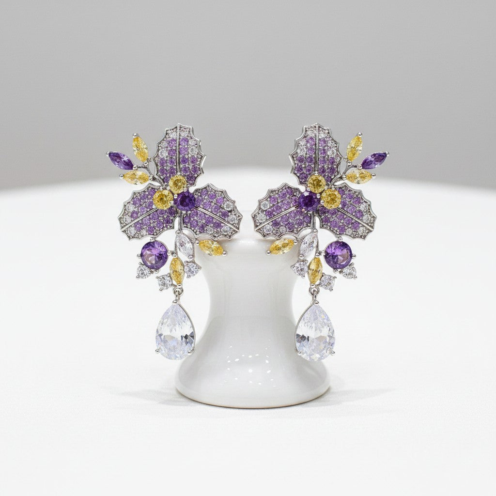 CUBIC ZIRCONIA COLLECTION - PURPLE DIVINE EARRINGS - CZER845