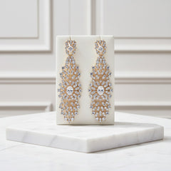 CUBIC ZIRCONIA COLLECTION - EXQUISITE STARLET EARRINGS - CZER846 - GOLD