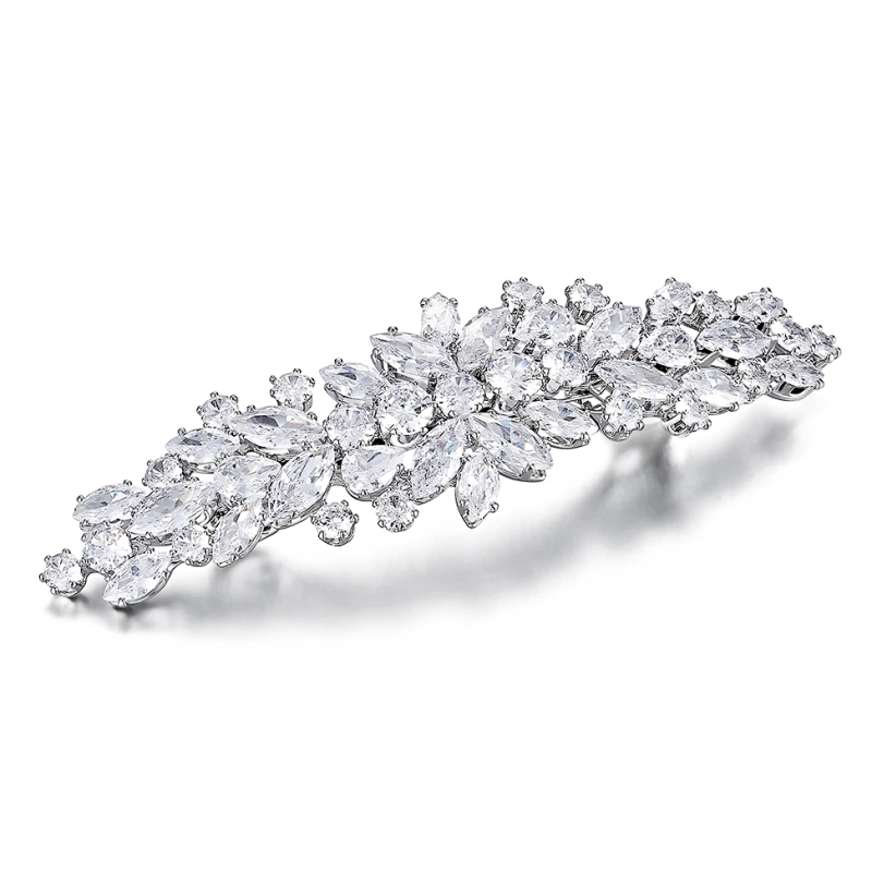 CUBIC ZIRCONIA COLLECTION - GLAM STARLET HAIR CLIP - SILVER CLIP777 SILVER