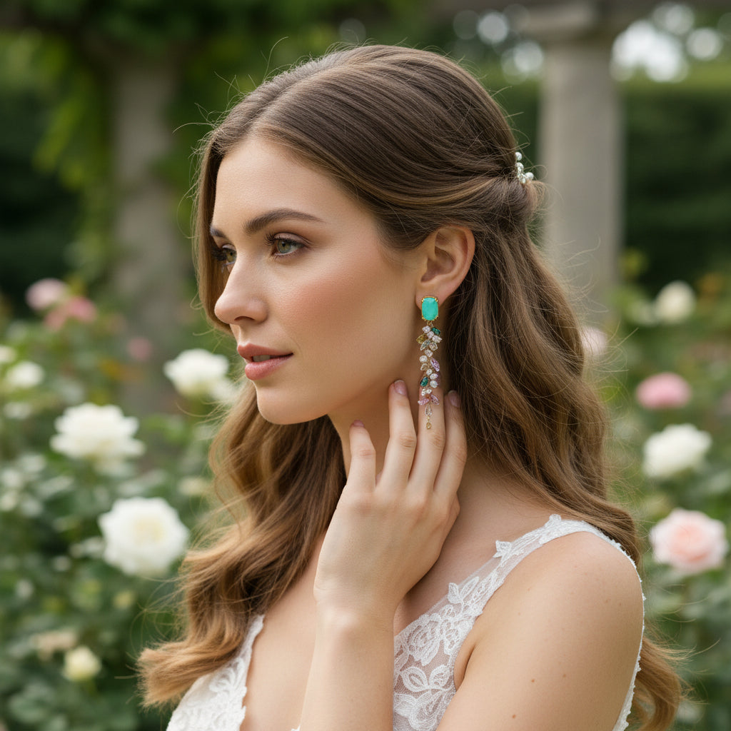 CUBIC ZIRCONIA COLLECTION - SPARKLE DROP EARRINGS - CZER827 MULTI