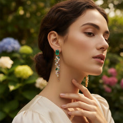 CUBIC ZIRCONIA COLLECTION - EXTRAVAGANCE DROP EARRINGS -CZER847 GOLD
