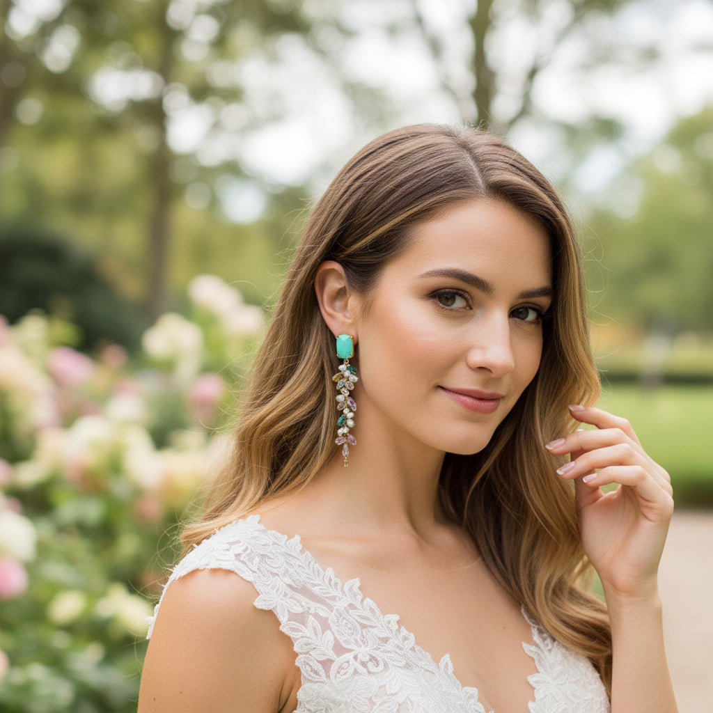 CUBIC ZIRCONIA COLLECTION - SPARKLE DROP EARRINGS - CZER827 MULTI