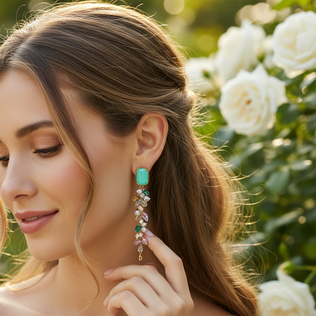 CUBIC ZIRCONIA COLLECTION - SPARKLE DROP EARRINGS - CZER827 MULTI