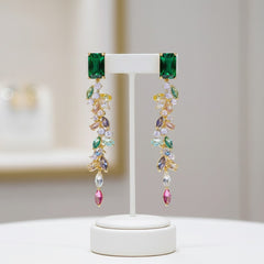 CUBIC ZIRCONIA COLLECTION - EXTRAVAGANCE DROP EARRINGS -CZER847 GOLD