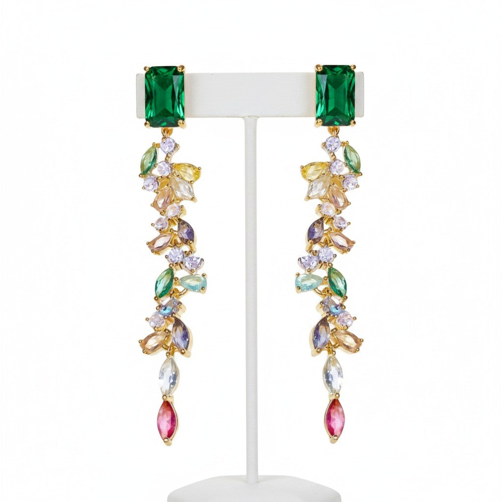 CUBIC ZIRCONIA COLLECTION - EXTRAVAGANCE DROP EARRINGS -CZER847 GOLD