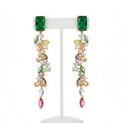 CUBIC ZIRCONIA COLLECTION - EXTRAVAGANCE DROP EARRINGS -CZER847 GOLD