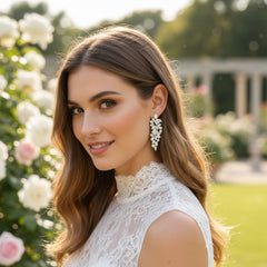 CUBIC ZIRCONIA COLLECTION - LUXE SPARKLE EARRINGS - CZER848 SILVER