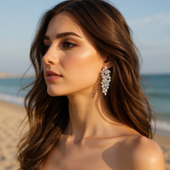 CUBIC ZIRCONIA COLLECTION - LUXE SPARKLE EARRINGS - CZER848 SILVER