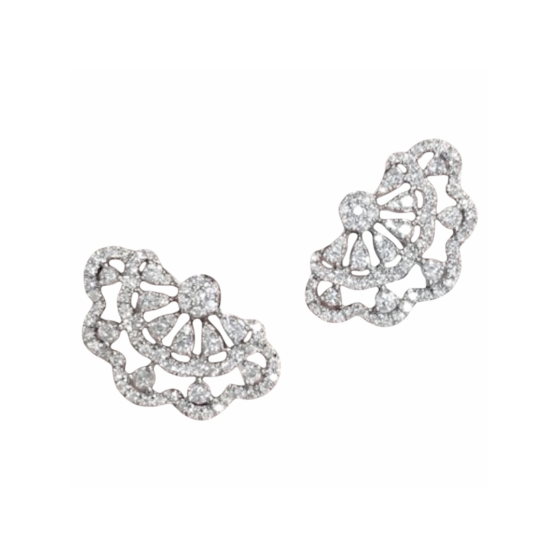 CUBIC ZIRCONIA COLLECTION - VINTAGE HEIRLOOM EARRINGS - CZER850 SILVER