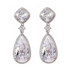 CUBIC ZIRCONIA COLLECTION - DAINTY DIVA EARRINGS - CZER851 SILVER