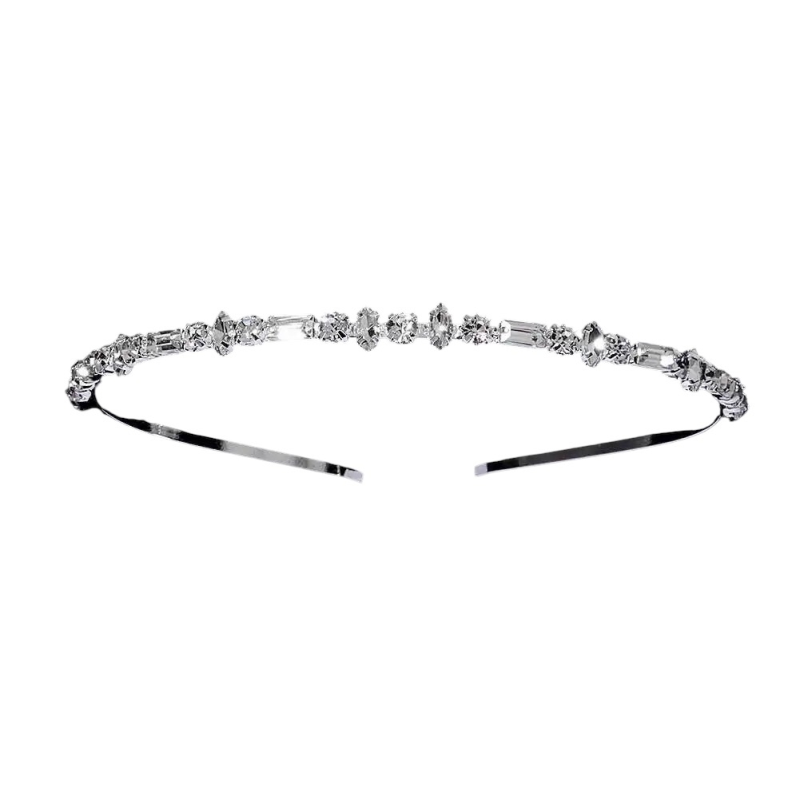 ATHENA COLLECTION - SHIMMERING CRYSTAL HEADBAND - SILVER AHB207