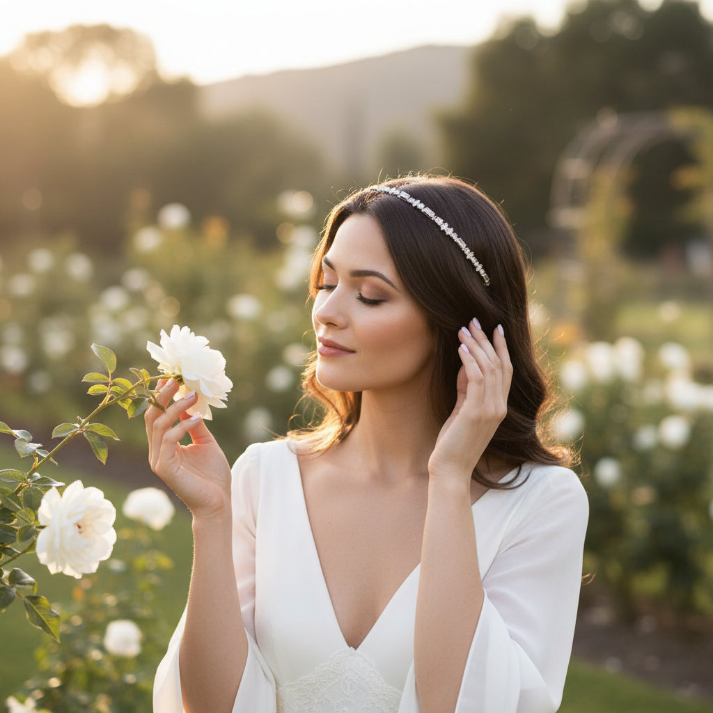 ATHENA COLLECTION - SHIMMERING CRYSTAL HEADBAND - SILVER AHB207