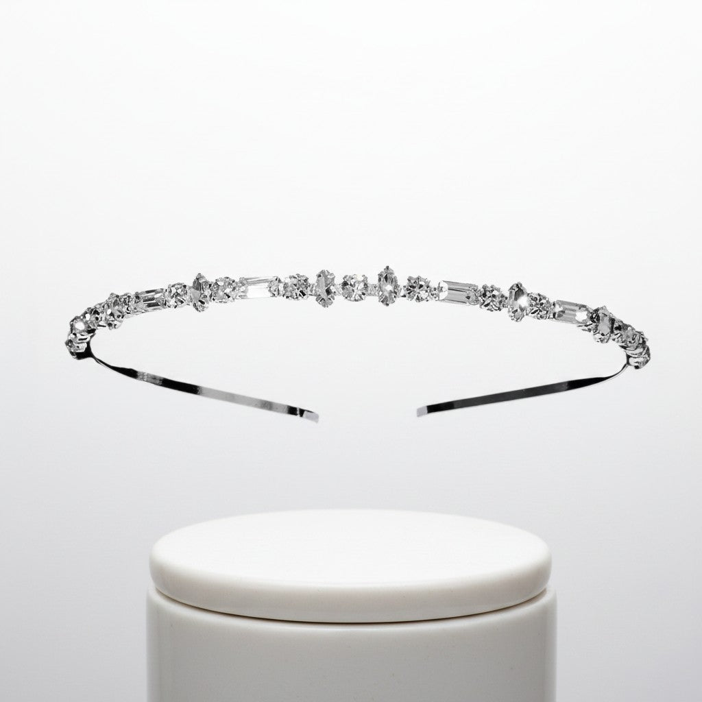 ATHENA COLLECTION - SHIMMERING CRYSTAL HEADBAND - SILVER AHB207