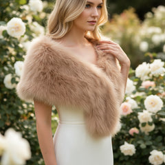 VINTAGE INSPIRED MARABOU FEATHER STOLE - CARAMEL (SG1)