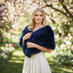 VINTAGE INSPIRED MARABOU FEATHER STOLE - NAVY BLUE (SG1)