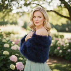 VINTAGE INSPIRED MARABOU FEATHER STOLE - NAVY BLUE (SG1)