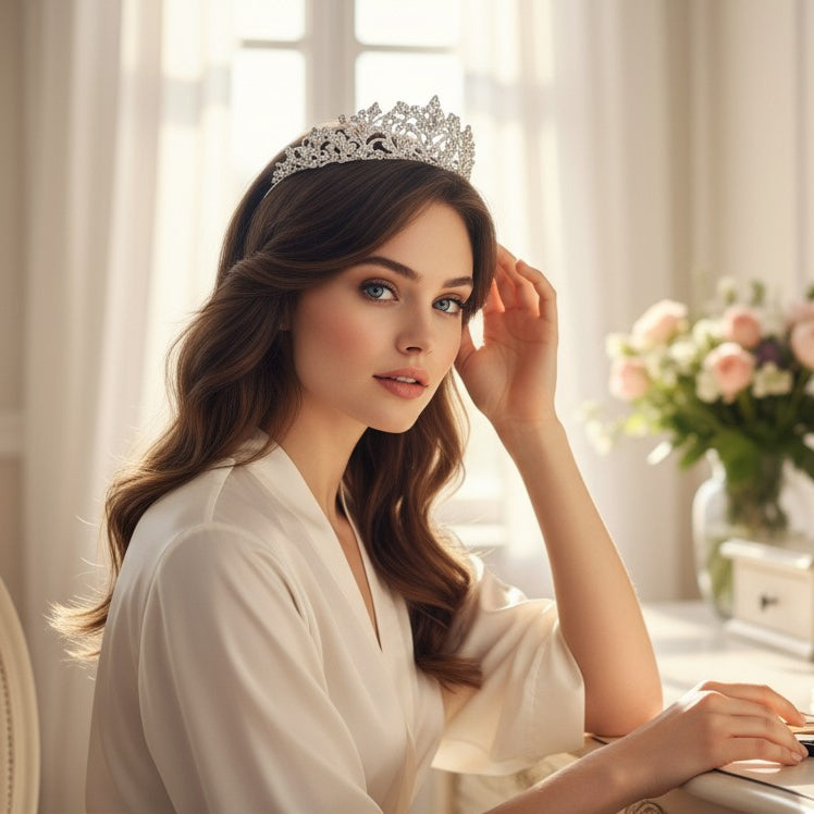 ATHENA COLLECTION - CHIC CRYSTAL TIARA - AHB208 SILVER
