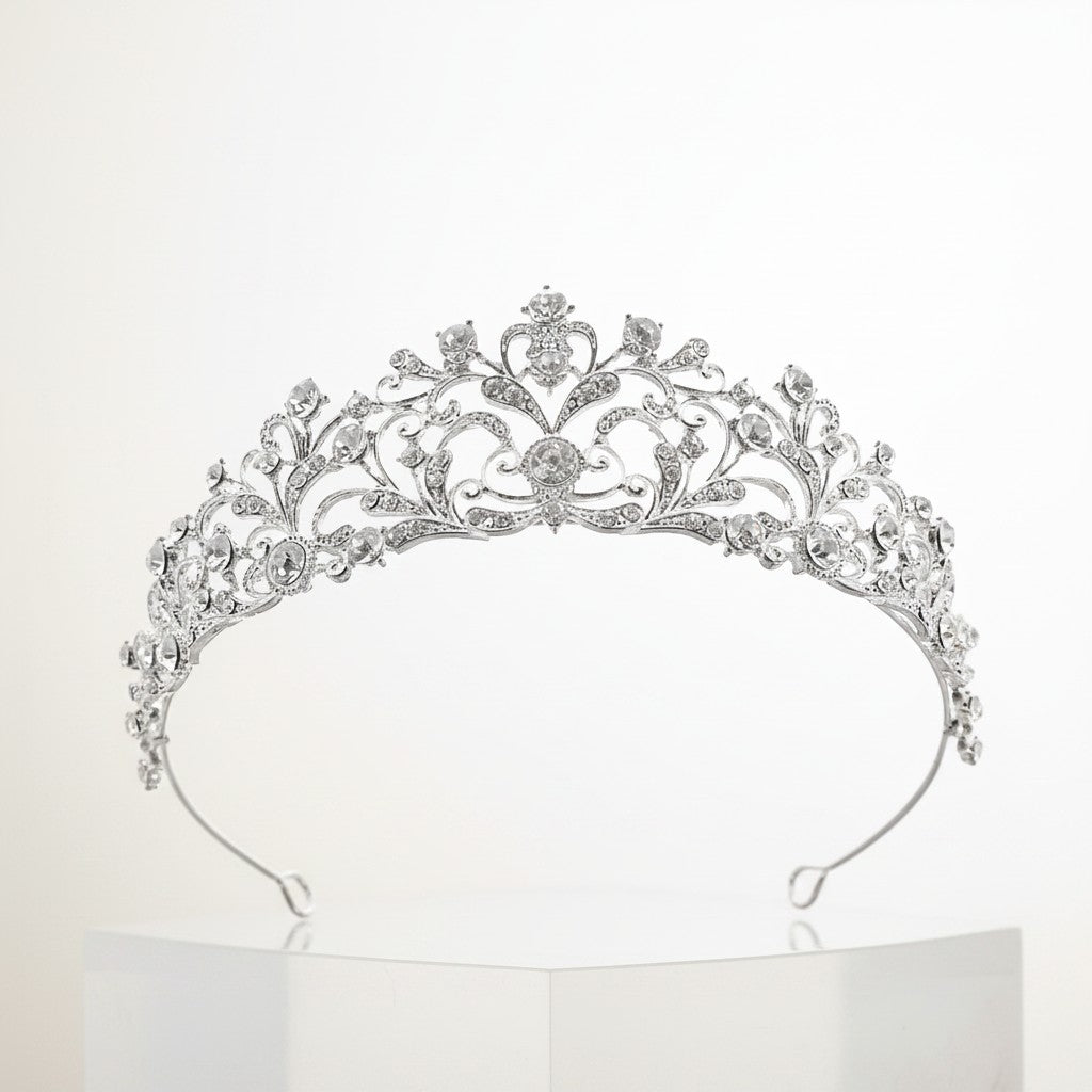 ATHENA COLLECTION - CHIC CRYSTAL TIARA - AHB208 SILVER