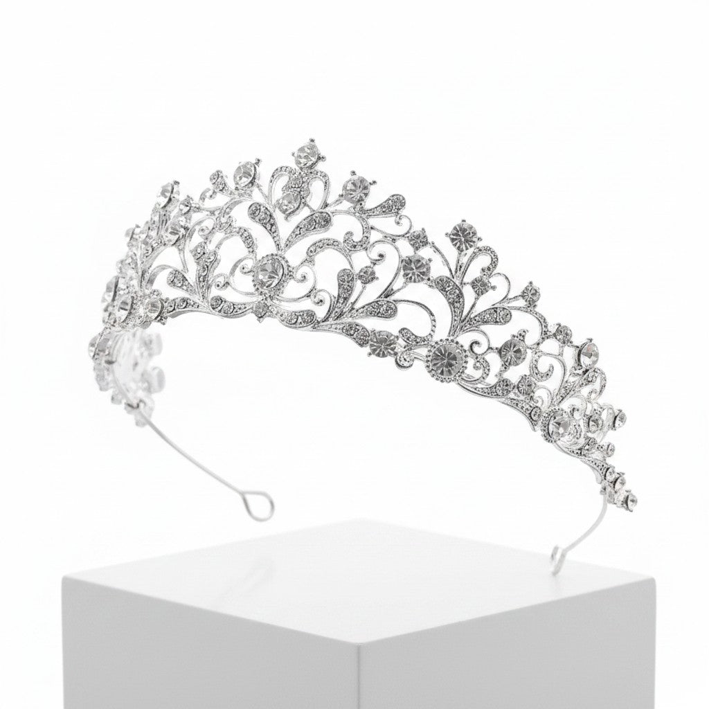 ATHENA COLLECTION - CHIC CRYSTAL TIARA - AHB208 SILVER
