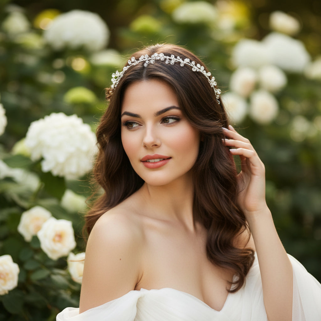 ELIZA - VINTAGE GARLAND HEADBAND -HDB42  SASSB (SILVER)