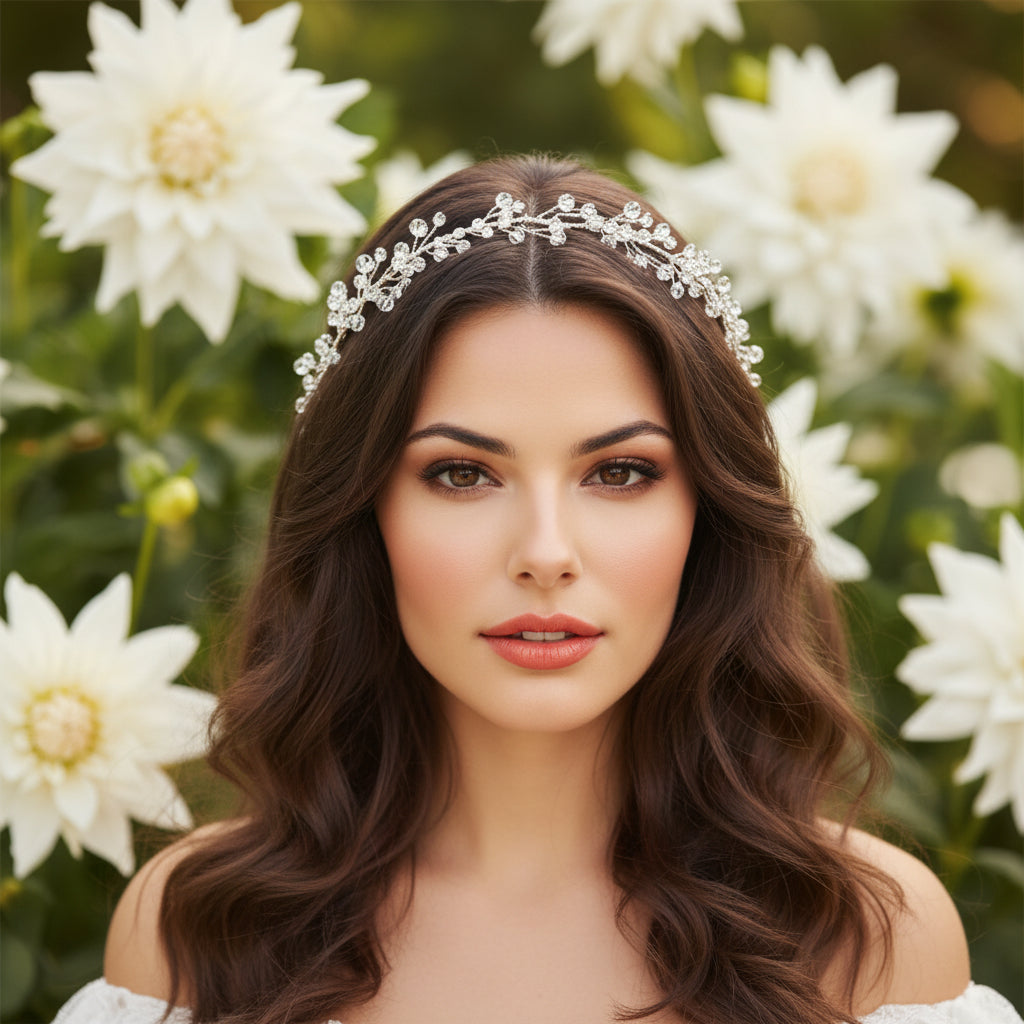 ELIZA - VINTAGE GARLAND HEADBAND -HDB42  SASSB (SILVER)