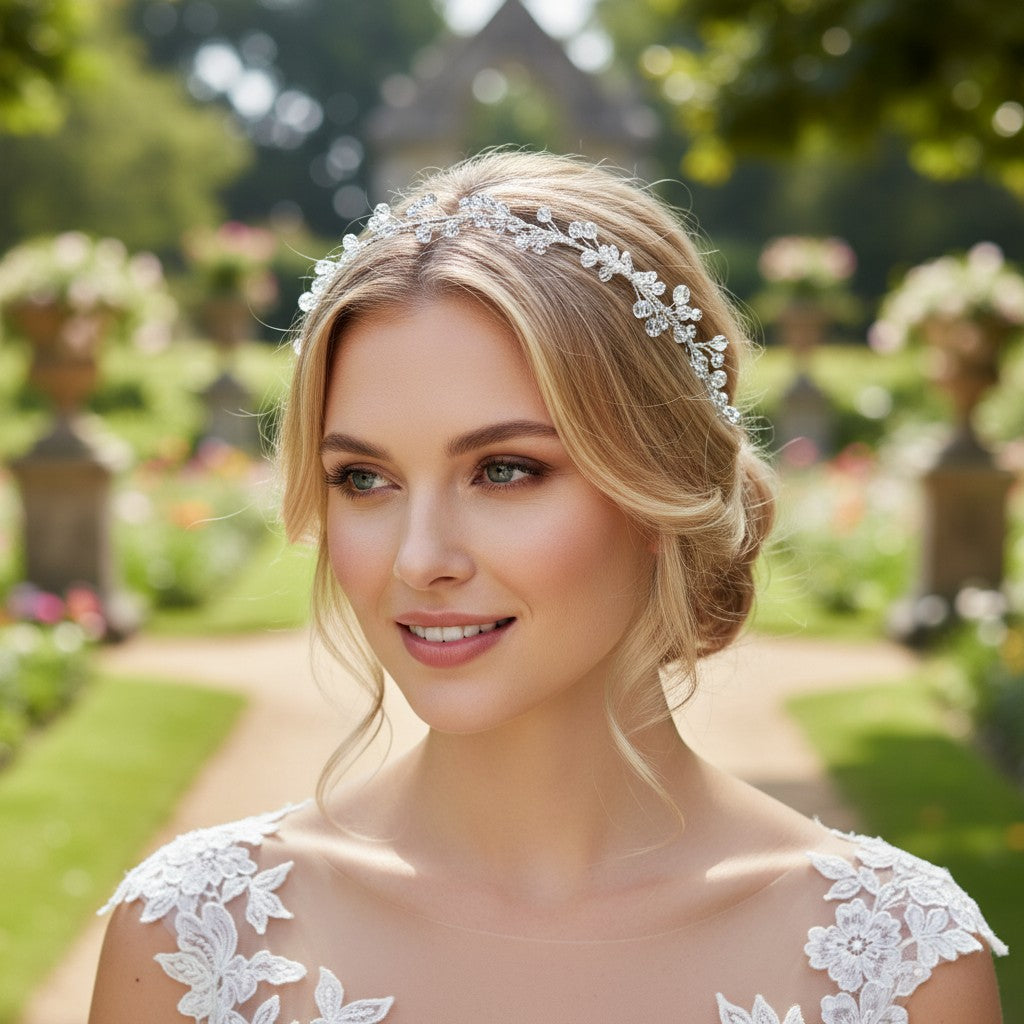 ELIZA - VINTAGE GARLAND HEADBAND -HDB42  SASSB (SILVER)