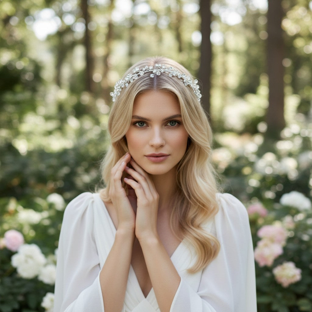 ELIZA - VINTAGE GARLAND HEADBAND -HDB42  SASSB (SILVER)