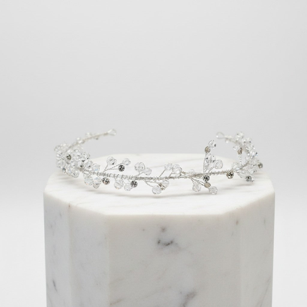 ELIZA - VINTAGE GARLAND HEADBAND -HDB42  SASSB (SILVER)