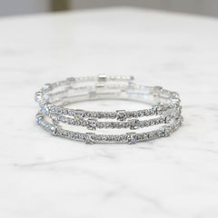 ATHENA COLLECTION - CRYSTAL SPIRAL BRACELET - BR170 SILVER