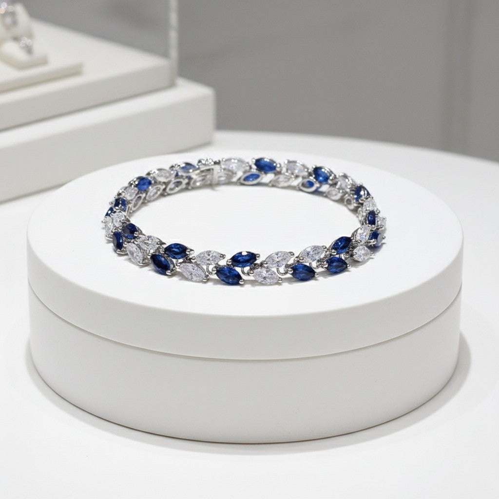 CUBIC ZIRCONIA COLLECTION - CRYSTAL ALLURE BRACELET - CZBR171 SAPPHIRE