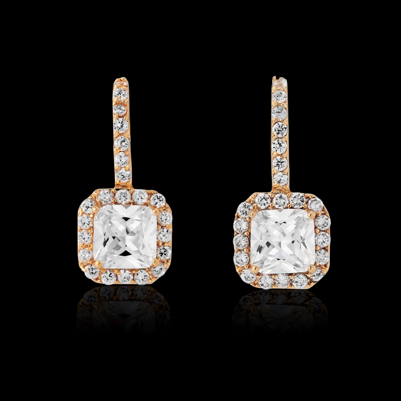 CUBIC ZIRCONIA TIMELESS BEAUTY EARRINGS - ROSE GOLD (ER311RG)