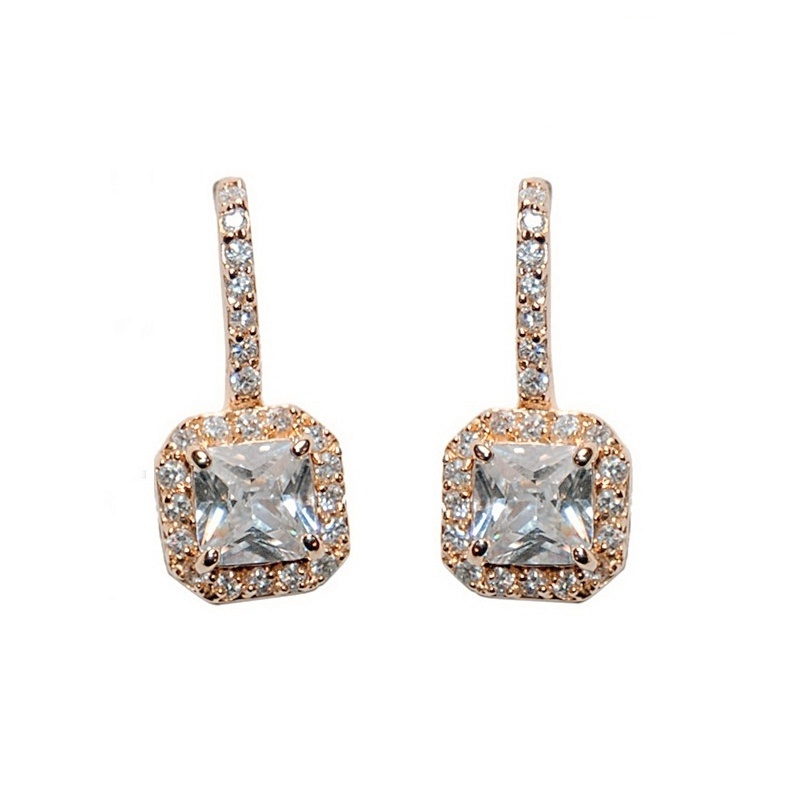 CUBIC ZIRCONIA TIMELESS BEAUTY EARRINGS - ROSE GOLD (ER311RG)