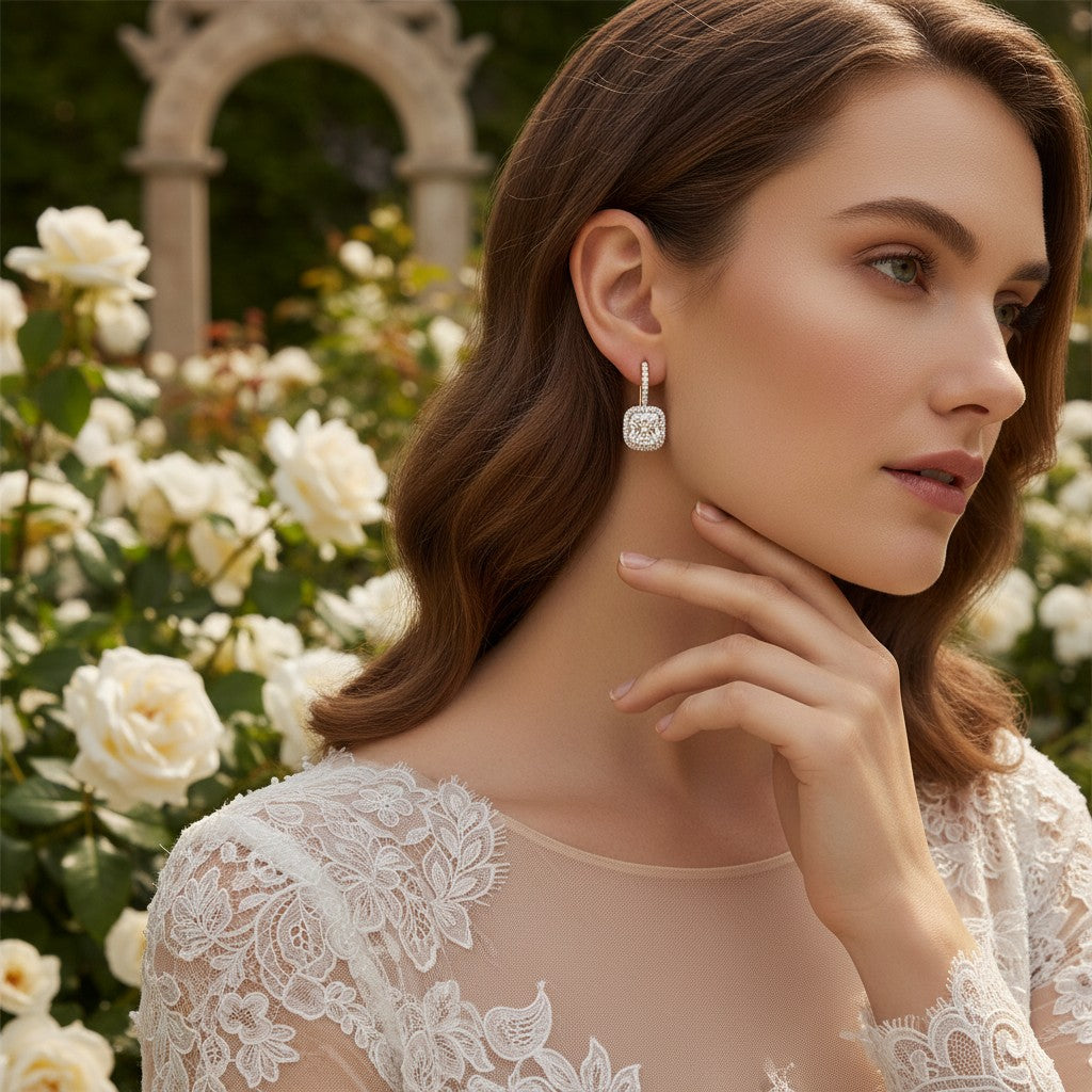 CUBIC ZIRCONIA TIMELESS BEAUTY EARRINGS - ROSE GOLD (ER311RG)