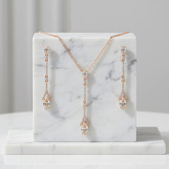 CUBIC ZIRCONIA COLLECTION - DAINTY SPARKLE NECKLACE SET - CZNK60 ROSE GOLD